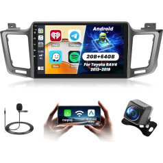 Fuluku 2+64G Android Car Radio for Toyota RAV4 2013 2014 2015 2016 2017 2018 2019 with Wireless Carpaly & Android Car, 10.1 Inch IPS Touchscreen Radio with Bluetooth/GPS/Rear View Camera/FM/WiFi/SWC