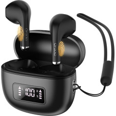 oraolo Bluetooth Headphones, Bluetooth 5.4 Headphones with 4 ENC Noise Cancelling Microphones, HiFi Stereo Headphones with 30H Playback, Mini Earbuds with LED Display, Quick Charge USB-C