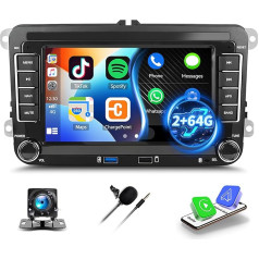 [2G + 64G] Android 13 Carplay Car Radio for VW Golf 5 6 Polo T5 Tiguan Passat Caddy Seat Skoda, 7 Inch Touchscreen Car Radio with Android Car GPS HiFi FM/RDS BT + Reversing Camera & Mic