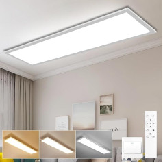 LED Panel Ceiling Light 120 x 30 cm, Living Room Lamp with Remote Control, Modern Kitchen Lamp 40 W 4400 LM, Neutral White Ceiling Light for Office, Living Room, Kitchen, Bedroom