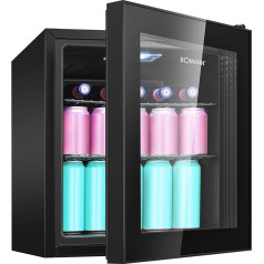 Bomann® Drinks Fridge for up to 55 Cans Fridge with Glass Door 42 dB Quiet 2 Shelves Fridge Drinks 46 L Mini Fridge Glass Door Mini Bar for Office, Outdoor and Gaming KSG 7291