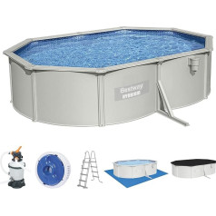 Bestway Hydrium Steel Wall Pool Complete Set with Sand Filter System 500 x 360 x 120 cm, Grey, Round