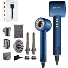 YOUNIQÉ Hair Dryer - 5-in-1 Hair Dryer with Ion Technology, Curling Iron, Straightening Nozzle, Diffuser & Concentrator - 2200W, LED Display, 4 Temperature Levels, Magnetic Attachments - Ergonomic