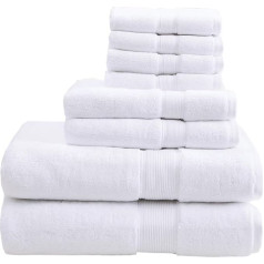 Madison Park Luxury Turkish Bath Towels 800gsm 100% Cotton Super Absorbent Long Oversized Linen Cotton 8 Piece Set Includes 2 Bath Towels, 2 Hand Towels and 4 Washcloths White
