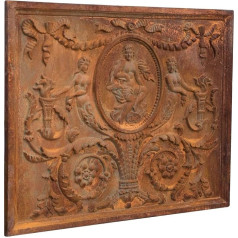 Kaminplatte aus Gusseisen, geprägt, Funkenschutz, Kamin, Kaminabdeckung, 81 x 2 x 65 cm, natürlicher Rost, 81x2x65 cm