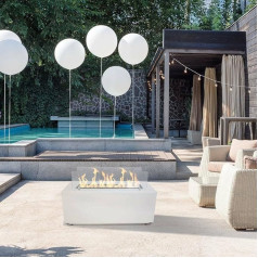 Dmora - Bioethanol Fireplace Dsorrentin, Ecological Fireplace, Smokeless Fire, Heating with Ethanol, Made in Italy, 40 x 100 x 40 cm, White