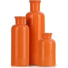 Orange Ceramic Vase, Set of 3, Modern Farmhouse Decoration, Multicolor Ceramic, Small Vase for Country Decoration, Living Room Decor, Table Decoration and Entrance Decoration