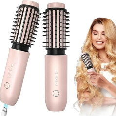 Wireless Curling Iron Brush, 40 mm Portable Travel Curling Iron Mini Brush for Women, 4 Temperature Levels, Built-in 7000 mAh Lithium Akk USB Rechargeable Curling Iron Brush with Negative Lones, Pink