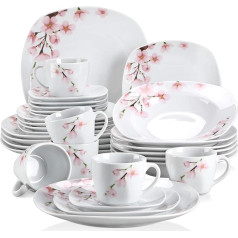 Veweet 'Annie' Porcelain Dinner Service Set, 18 / 36-Piece Crockery Set, 20 / 40-Piece Breakfast Service Set, 24 / 48-Piece Dinner Service Set, 30 / 60-Piece Table Service Set