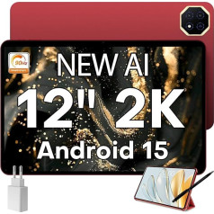 TECLAST T60AI Tablet 12 Inch 2K Display 90Hz Tablets, Android 15 New AI Function, 16GB + 128GB, 2.0GHz Octa-Core Gaming, TypeC, PC Mode, 8000mAh, Wi-Fi, BT5.4, Tablet with Pen & Case