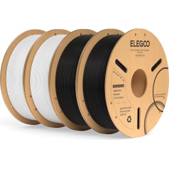 ELEGOO PLA+ Filament, 1.75 mm, 4 kg, PLA Plus 3D Printer Filament, Harder, Stronger 3D Printing Materials, Dimensional Accuracy +/-0.02 mm, Compatible with FDM Printers (4 x 1 kg Spools) Black, White