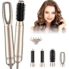 Hair Styler 5 in 1, Multifunctional Hair Styler, Ion Hair Dryer, Professional Hot Air Brush Set 1000 W, 3 Temperature, Hair Styler Set for Hair Straightening, Drying, Volume, Curls (Gold)