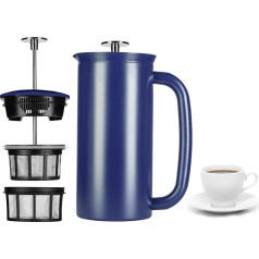 ESPRO P7 French Press - Double Walled Insulated Stainless Steel Coffee and Tea Maker with Micro Filter - Keeps Drinks Hotter Longer Perfect for Home (Aegean Blue, 32 oz)