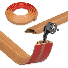 Cable Duct Self-Adhesive Wood Look, 5 cm x 10 m Flexible Cable Duct Floor PVC Small Cable Bridge Floor Cable Protection Outdoor Weatherproof Cable Cover for Office, Concert, Home, School
