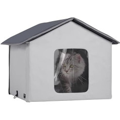 VEVOR Heated Cat House, Cat Shelter for Outdoor Use with Adjustable Temperature and Timer, Foldable Cat Shelter Made of 600D Oxford Fabric with Heated Cushion for Winter