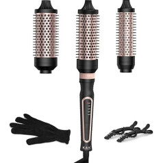 K&K Pro Thermobürsten-Set, Negativ-Ionen-Thermo-Rundbürste, Dual-Voltage-beheizter Rundbürsten-Styler mit abnehmbarer Bürste in 3 Größen für kurzes und langes Haar, schnelle Aufheizung