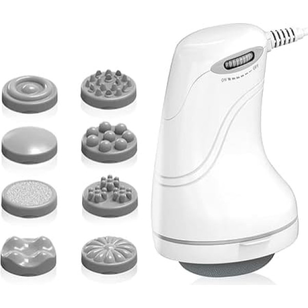 Electric Cellulite Massager, Anti-Cellulite Hand Massager, Cellulite Massage with 8 Interchangeable Accessories, Tighten Shapes, Relieve Fatigue for Neck, Shoulder, Waist, Abdomen, Buttocks, Legs