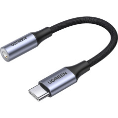 Adapteris austiņām mini jack 3,5 mm (sieviešu) - USB-C (vīriešu) 10cm - pelēks