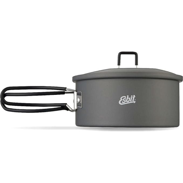 Esbit Outdoor Cooking Pot 1100 ml - Camping Pot Made of Hard Anodised Aluminium - Includes Lid with Practical Hanger