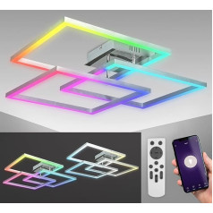 B.K.Licht - Smart Home LED Ceiling Light with App and Voice Control, Adjustable from Warm White to Cool White, Colourful RGB Light, Lamp, LED Ceiling Light, Living Room Lamp, 69.5 x 69.5 x 11.7 cm,