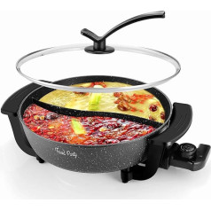 Food Party Hot Pot Electric Hotpot Pot 6L Electric Cooking Pot 220V 1200W Double-Sided Electric Wok with Lid Chinese Hot Pot Fondue