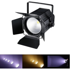 200W COB LED Stage Light with Barn Gates 2-in-1 Warm White & White COB Par Lights, 3500~7500K DMX/Master-Slave DJ Spotlight Fresnel Lights for Church Concert Wedding (200W COB)