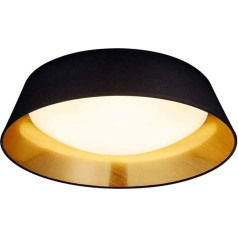 Reality Leuchten Ponts R62871879 LED Ceiling Light Acrylic White Fabric Shade Black/Gold Includes 18 Watt LED Diameter 35.5 cm
