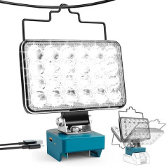 Battery Lamp for Makita 18/21 V, 60 W 2 Brightness Settings Wireless LED Work Light Battery, 6000 LM Portable LED Spotlight Battery Headlight Construction Site Lamp with Type C and USB Charging (No