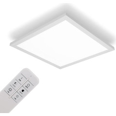 LED Ceiling Light Panel Dimmable 40 x 40 cm, 20 W Extra Flat Ceiling Panel Lamp, Indirect Ceiling Lighting, Colour Temperature Adjustable with Remote Control, Bedroom, Living Room, Kitchen,