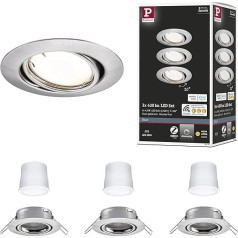 Paulmann 92464 LED Recessed Light Base Smart Home Zigbee Basic Set Swivelling Round 230 V 3 x 4.9 W 3 x 430 lm Dimmable 90 mm Brushed Iron Metal 3000 K