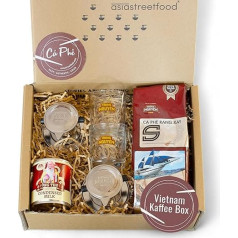 asiastreetfood Vietnam Coffee Box with Recipe Card - 500g Vietnamese Coffee & Sweetened Condensed Milk - 2 Metal Filters & 2 Coffee Glasses by Trung Nguyen