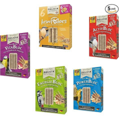 Delicia Pick-ME-UP Sample Set Plus (Set of 5) EnergieBloc, ActivBloc, VitaBloc, PowerBloc, InsectBloc - Wild Bird Food Energy Food, 5 x 6 Pack