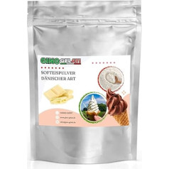 Gino Gelati Schoko Danish Soft Ice Cream Powder, Various Variants, Made in Germany, Quick and Easy Preparation, Can Be Made with or without Ice Cream Maker (1 kg, White Chocolate)