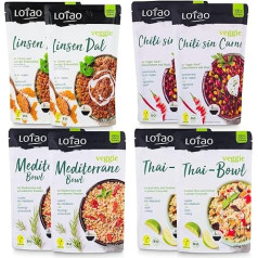 LOTAO Vegan Ready Meals Bowl Box: 8 Organic Dishes without Additives and Soy | Quick and Practical: Ready Food for Microwave and Pan | Vegan Food in Gift Box