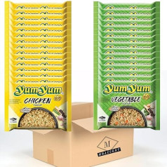Yum-Yum Instant Pasta Mixing Box 15 x Chicken / Chicken 15 x Vegetables / Vegetables - 30 x 60 g (1800 g) in MBAccent® Set
