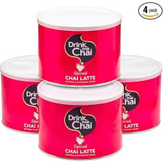 Drink Me Chai Gewürzter Chai Latte 1 kg (4 Stück) – einfach Wasser hinzufügen, Chai Latte Pulver (insgesamt 200 Portionen)