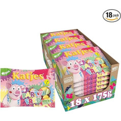 Katjes Party Fred Storage Pack - Foam Sugar Storage Box in Pig Shape, Fruity Foam Rubber Mix in Different Flavours, Vegan, 18 x 175g