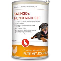SALiNGO Wet Dog Food, Turkey with Yoghurt and Spätzle (12 x 400 g)