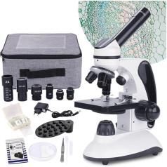 BEBANG Microscope for Children Students Adults 40-2000x Magnification Professional Biological Microscopes, LED Lighting Educational Microscope with Kits, 15 Slides for Laboratory Class Study