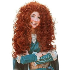 Red Wig for Princess Merida Cosplay, Synthetic Hair, Long Curls, Wigs for Girls and Women, Fancy Dress and Costume Party Wig, 020