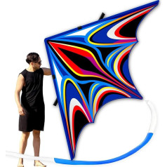 Blue Large Delta Kite for Kids and Adults, Extremely Easy to Fly for Beginners, Kite for Beach Trip, Park, Family, Outdoor Activities
