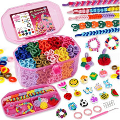 FunzBo Loom Bands Set for Children, 1000 Pieces, 2025 Upgraded Loops Rubbers with Accessories for DIY Bracelets, Hair Accessories & More Craft Set, Children from 6 Years, Make Your Own Easter Gifts