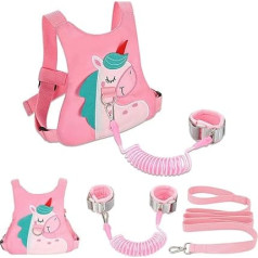 Toddler Leash, Baby Safety Harness and Kids Anti-lost Wrist Link for Girls/Boys Travel (Pink, Unicorn)