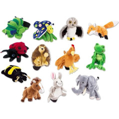 Beleduc - Hand Puppet Set for Children 12 Pieces - Puppet Theatre Fabric Animal