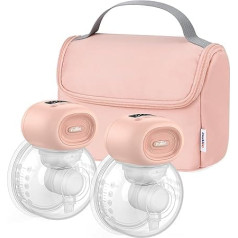 Nuliie Electric Portable Breast Pump Hands-Free with 4 Suction Modes and 12 Levels, Includes 14/17/20/24/27 mm Flange for Each Nut (2 Packs, Pink)