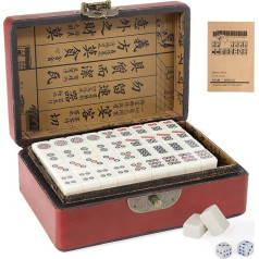 Dyna-Living Mini Chinese Majong Set, Solid Structure, Easy to Read Mah Jong Game, 144 Piece Mahjong Tile Set, Complete Majong Game Set for Gathering, Table Game