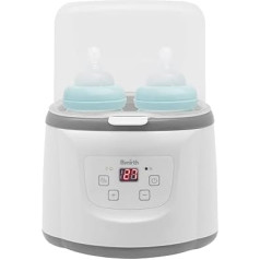 6 in 1 Bottle Warmer Double Cup Warmer Steriliser for Bottles with Bottle Brush Clip Bottle Warmer with Steam Steriliser Warming/Defrosting Food Bottle Warmer for Milk and Baby Food