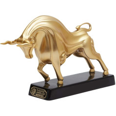 HAUCOZE Bull Figurines Sculpture Bull Statue Gift Modern Decor Arts Polyresin Gold 23 cm