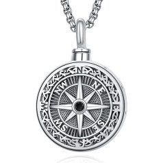 KINGWHYTE Compass Necklace Men's S925 Sterling Silver Compass Pendant Birthday Gifts Graduation Jewellery for Men Women