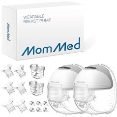 MOMMED Breast Pumps, Electric Portable Breast Pump with 3 Modes and 12 Power, Leak-Proof and Low Noise, 24 mm, Electric Double Breast Pump, Includes 17/19/21 mm Flange Inserts, Grey